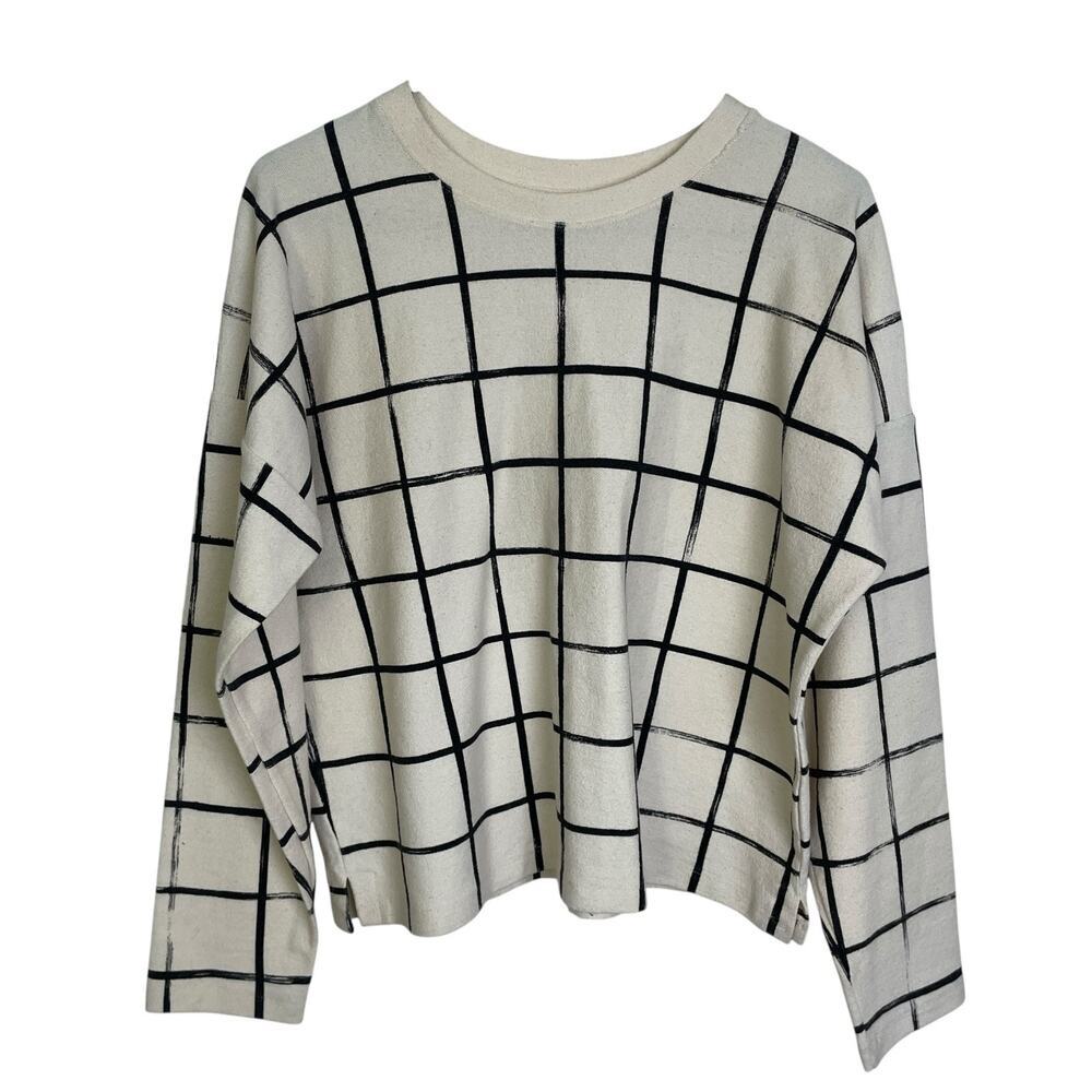 Make It Good Apparel Sweatshirt Pullover Womens M Black Grid Handmade Oregon USA
